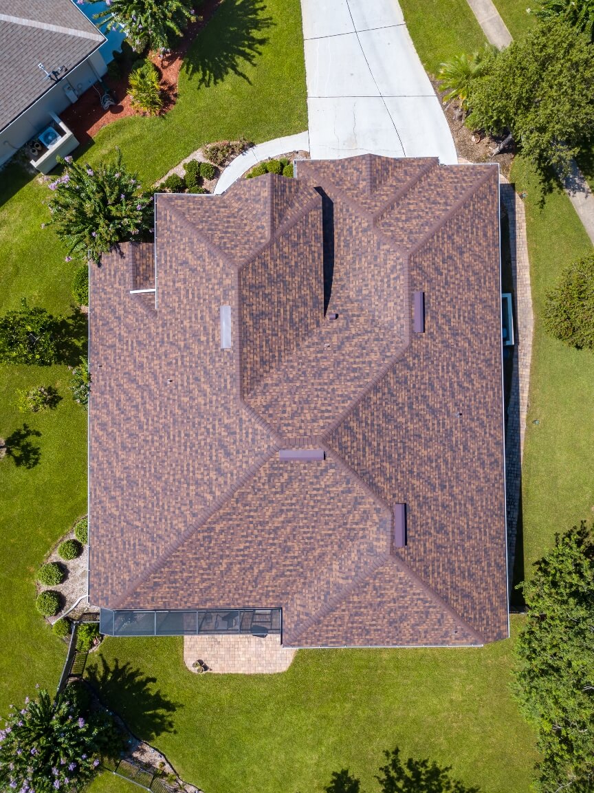 residential-roof-slope-with-low-profile-skylight-and-ridge-vent